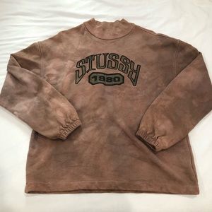 Stussy Brown Tie Dye Mock Crewneck
